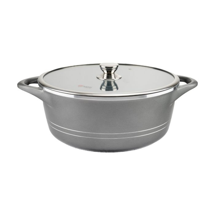 سرویس قابلمه 28 پارچه گرانیت طرح ایتالیا B رنگ طوسی