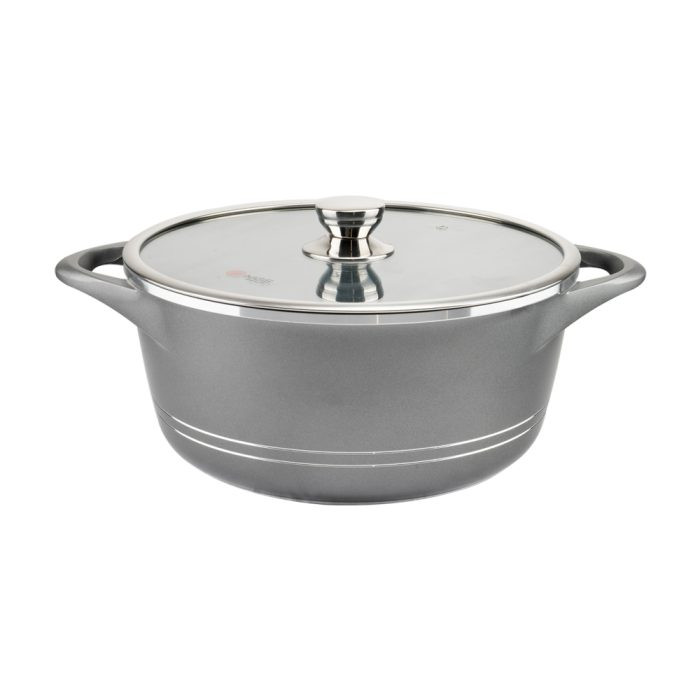 سرویس قابلمه 28 پارچه گرانیت طرح ایتالیا B رنگ طوسی