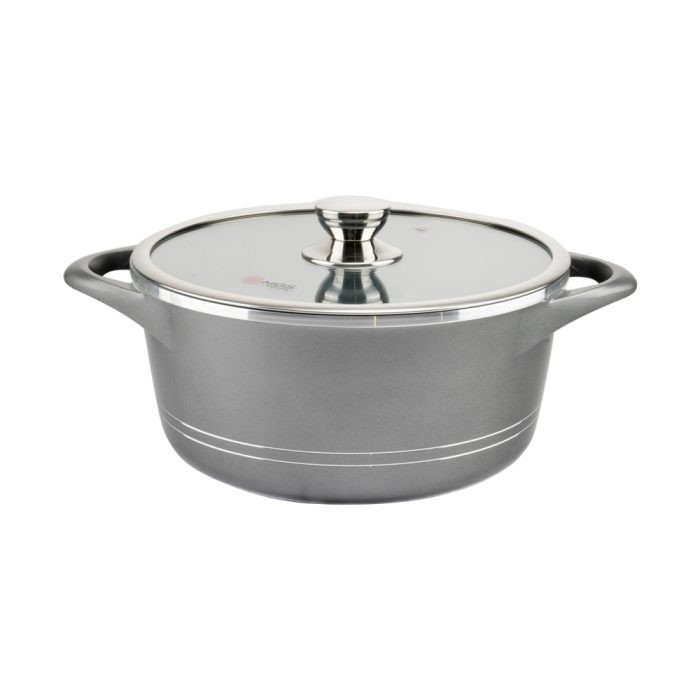 سرویس قابلمه 28 پارچه گرانیت طرح ایتالیا B رنگ طوسی